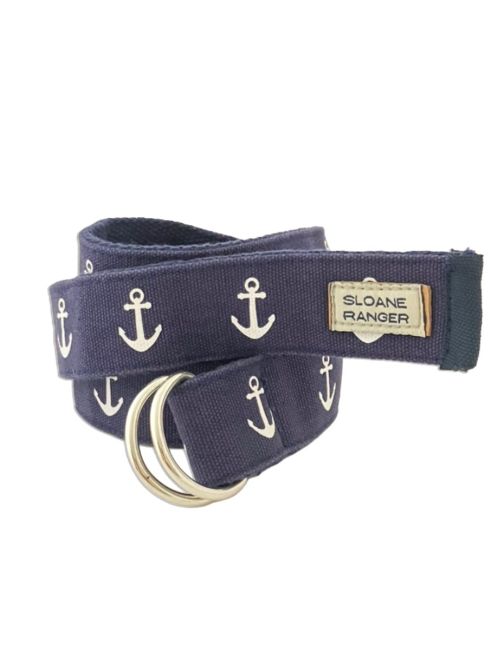 Sloane Ranger Navy Belt with White Anchors UNISEX One size fits all